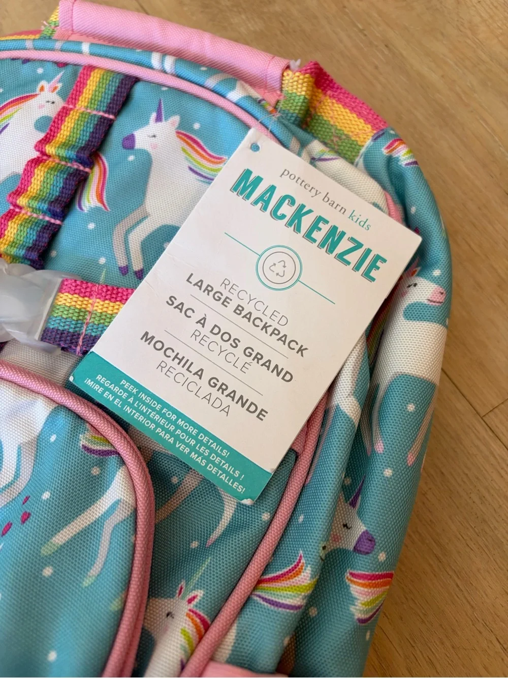 NWT Pottery Barn Kids Mackenzie Unicorn Backpack in Pink & Teal Large